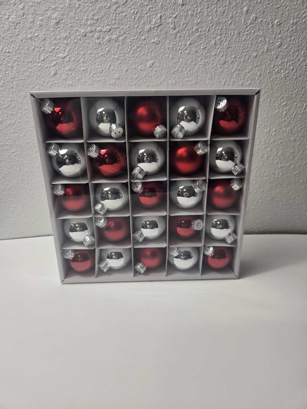 Classic Red and Silver Holiday Ornament Set - 25 Pack